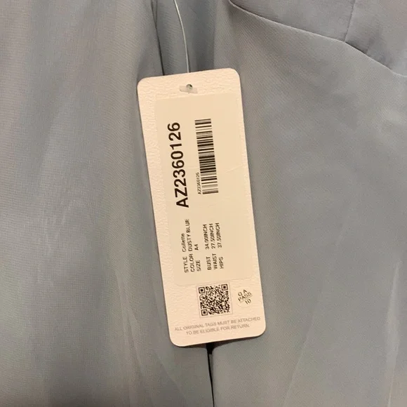 Azazie Dusty Blue Collette Bridesmaids Dress A4  size 4 Worn Once - Picture 5 of 7